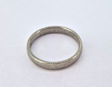 A platinum wedding band ring, with inscription to the inside F BILYSMMM, size L, approx 4.1g.