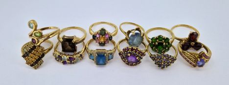 Twelve 9ct gold dress rings, total weight approx 42.8g.