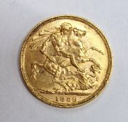 A Victoria full sovereign, old head, 1889.