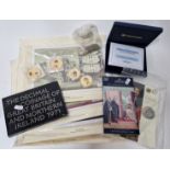 A collection of commemorative coins and first day covers, to include 2007 Wembley FA Cup Final one