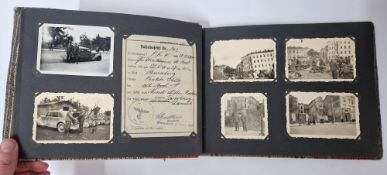 A WWII German Army photograph album compiled by soldier 'Winkler', circa 1940, approx 80 snapshots