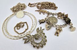 A mixed collection of silver jewellery including bangles, bracelet etc.