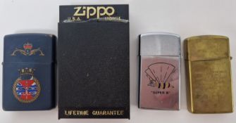 Four Zippo lighters, to include HMS Superb. (4)