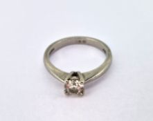 A single stone diamond ring, set in platinum, size L/M, approx 4.5g.