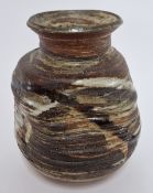 Janet Leach (St. Ives Pottery) stoneware vase, of compressed circular form with everted rim, and