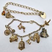 Two silver charm bracelets, approx 38.5g.