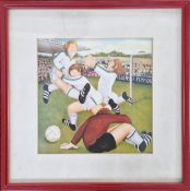 Beryl Cook O.B.E. (British, 1926-2008) open print 'Plymouth Argyle', framed and glazed, overall