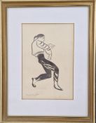 Dame Laura Knight (1877-1970), charcoal sketch on paper of a man dancing, signed lower left 'Laura
