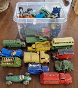 A collection of play worn model vehicles, to include Dinky, Matchbox, etc.