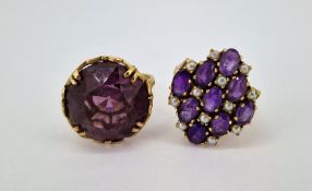 A amethyst and seed pearl set ring, set in 9ct yellow gold, approx 5.9g together with a 9ct gold