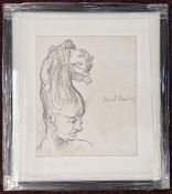 Robert Lenkiewicz (1941-2002), pencil sketch on paper inscribed 'Mental Handicap', stamped 'From the