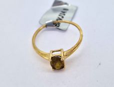 Gemporia, a Ambilobe Sphene ring, set in 9k yellow gold, size R/S, with certificate of authenticity,