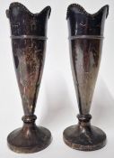 A pair of early 20th century silver spill vases by Elkington & Co., hallmarked Birmingham 1929,