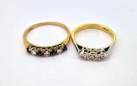 Two 18ct gold dress rings, approx 4.6g.