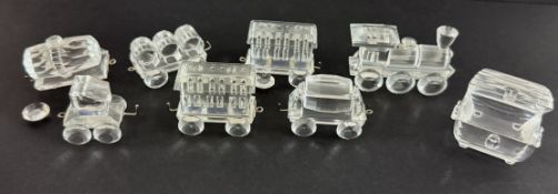 Swarovski Crystal Glass, Train set and Treasure Chest, unboxed (damages wheels loose and off).