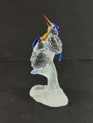 Swarovski Crystal Glass, Malachite Kingfishers, boxed.
