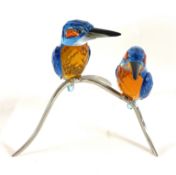 Swarovski Crystal Glass, Paradise Birds - Kingfishers, boxed.
