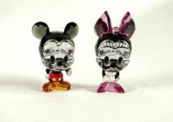 Swarovski Crystal Glass, Disney - Cutie Minni Mouse & Mickey Mouse, no box.