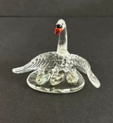 Swarovski Crystal Glass, 'Swan Family', boxed (damaged).