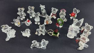 Swarovski Crystal Glass, collection of unboxed Kris Bears and Christmas ornaments including Santa