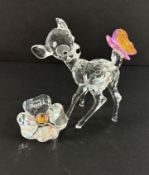 Swarovski Crystal Glass, Disney - Bambi Series - Bambi and Flower Plaque, no box.