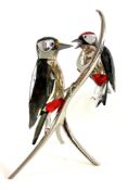 Swarovski Crystal Glass, Paradise Birds - Woodpeckers, boxed.