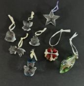 Swarovski Crystal Glass, collection of eight Christmas hanging ornaments including Sparkling Cookie,