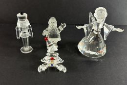 Swarovski Crystal Glass, Nutcracker Soldier, Santa Claus, Angel and Puppet, no box.