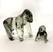 Swarovski Crystal Glass, Endangered Wildlife - Gorillas, boxed.