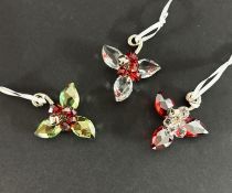 Swarovski Crystal Glass, Three Winter Berrie Christmas Ornaments, boxed.