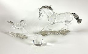 Swarovski Crystal Glass, Horse Esperanza - Annual Edition 2014 together with Companion Foal, boxed.
