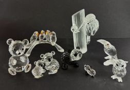 Swarovski Crystal Glass, mixed lot including Lovebirds, Owl, 1988 Annual Edition - Sharing -