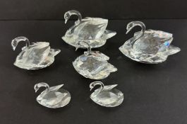 Swarovski Crystal Glass, a mixed collection of Swans, boxed.