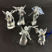 Swarovski Crystal Glass, Christmas ornaments- Hanging including Angel 2013, 2005 Angel, 2009 Angel