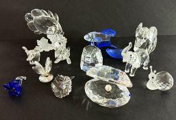 Swarovski Crystal Glass, mixed lot including Eagle head, Kangaroo, Butterfly Fish etc, unboxed (