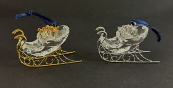 Swarovski Crystal Glass, Christmas Classic Sleigh - Rhodium and Christmas Classic sleigh - Gold,