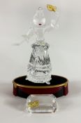 Swarovski Crystal Glass, Masquerade - Columbine - 2000, with plaque and stand, no box.