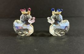 Swarovski Crystal Glass, Happy Ducks - Happy Princess & Happy Prince, no box.