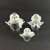 Swarovski Crystal Glass, Three Snowman, no box.