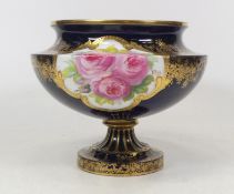Cauldon Decorative Floral And Gilt Design on Navy Ground Footed Rose Bowl Height 13cm