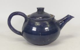 Lise B. Moorcroft Handthrown Blue Teapot. Incised LM monogram to base. Height: 12.5cm