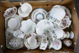 Crown Staffordshire, A Collection of Teaware to include Cups, Saucers, Jug, Dishes etc. (1 Tray)