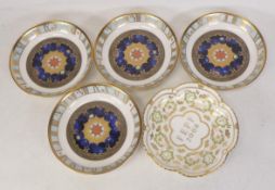 Four Royal Worcester millennium pin dishes together with Royal Crown Derby green panel pin dish (5)