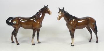 Beswick, Gloss Brown Swish Tail (ear a/f) together with a Brown Bois Russel (2)