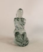 Ermanno Nason glass sculpture of seated woman with arms folded, with original studio signed