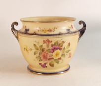 Carlton Ware Wiltshaw & Robinson Ivory Blush ware jardiniere. Decorated in the Hibiscus pattern.