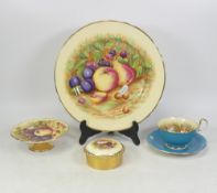 Selection of Aynsley 'Orchard Gold' to include Dinner Plate, Lidded Trinket Box, Small Cake stand