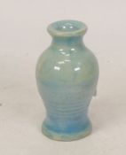 Lise B. Moorcroft Small Handthrown Vase in turqoise glaze. Height: 6.5cm