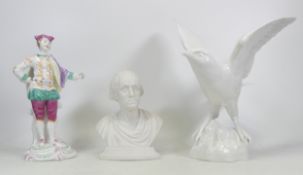 A Mixed Selection including Spode Parian Bust of George Washington, Chelsea Figures No.1 also a
