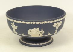 Wedgwood Portland Blue Jasper Sacrifice Footed Bowl, 20cm Dia